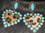 Cheetah print heart earrings 