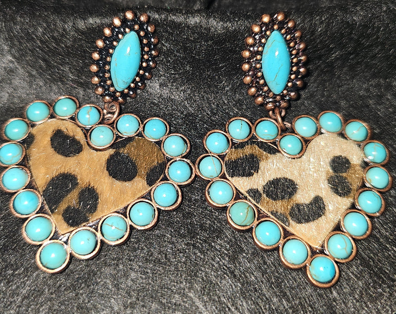 Turquoise heart earrings 
