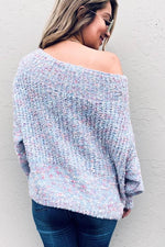 Loose blue knit sweater 