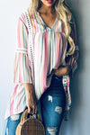Striped lace detailed top