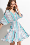 Turquoise pattern print dress