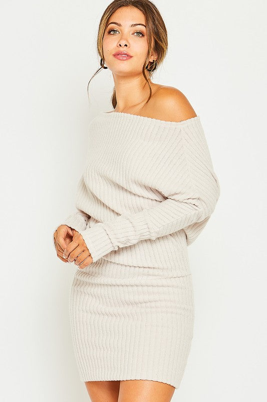 Off shoulder knit dress