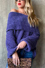 Purple sweater with off shoulder design 