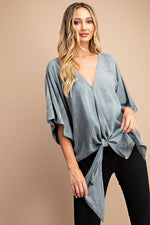 Gray vneck blouse 