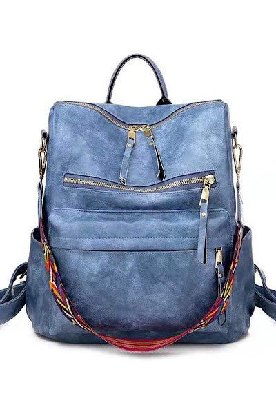 Blue Leather backpack 