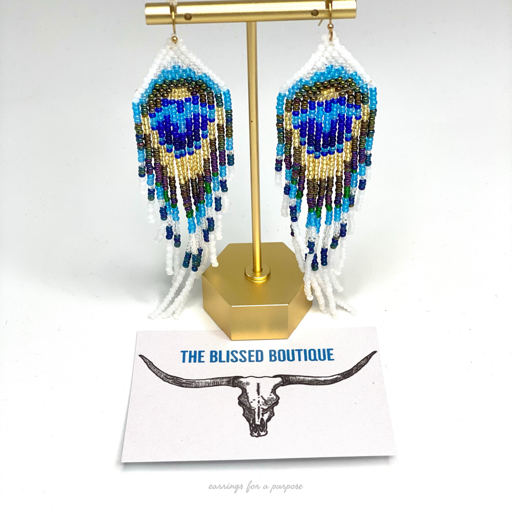 Peacock beaded earrings 