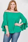 Green curvy fit top 3/4 sleeve 