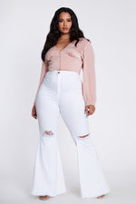 Plus size white bell bottoms 