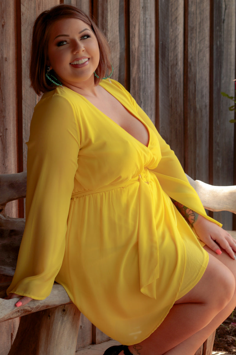 Plus size yellow dress