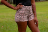 Pink leopard print shorts