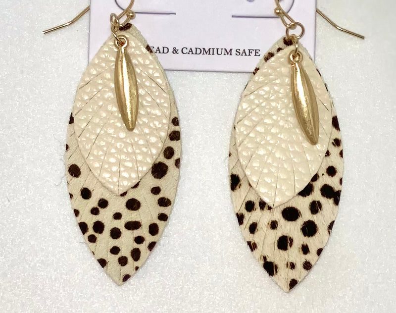 Ivory cheetah print earrings 