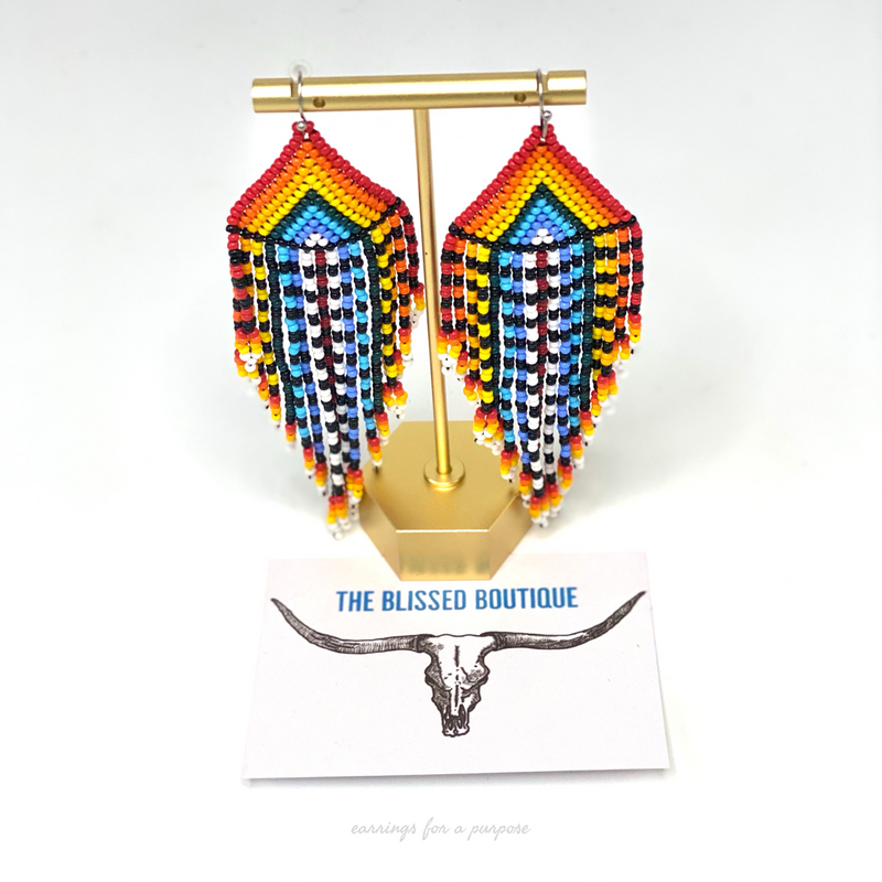 Rainbow beaded earrings 