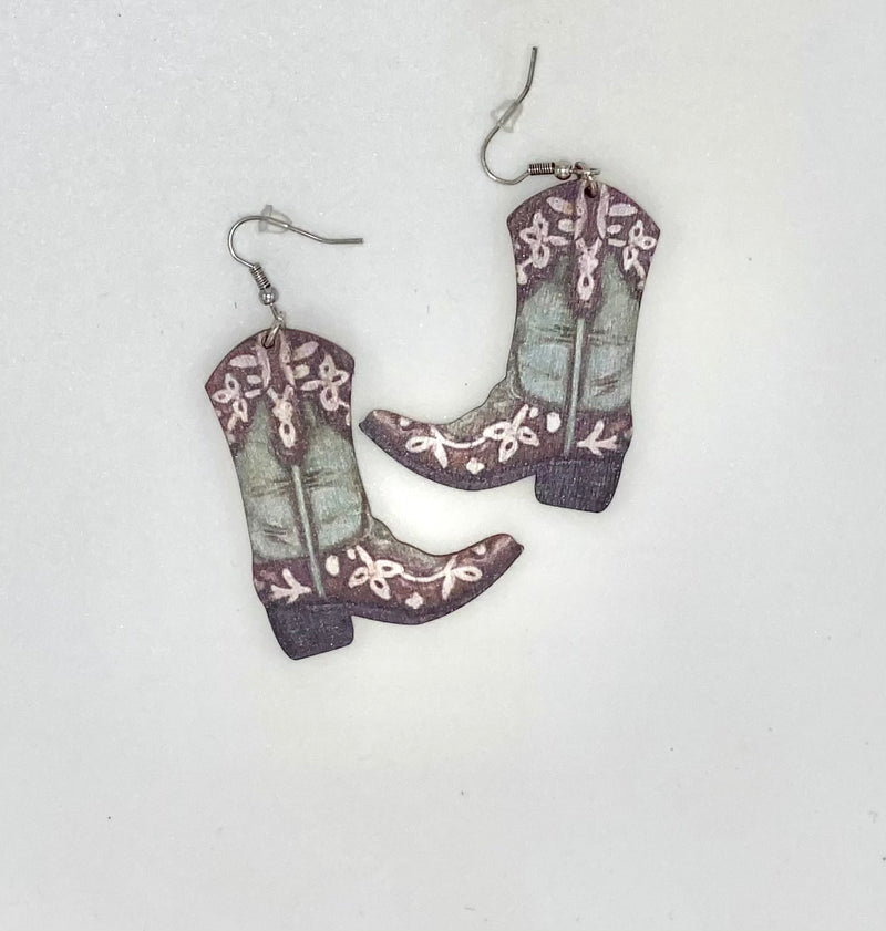 Wooden Boot Earrings
