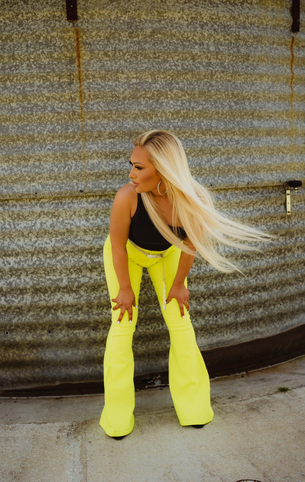 Neon flare jeans