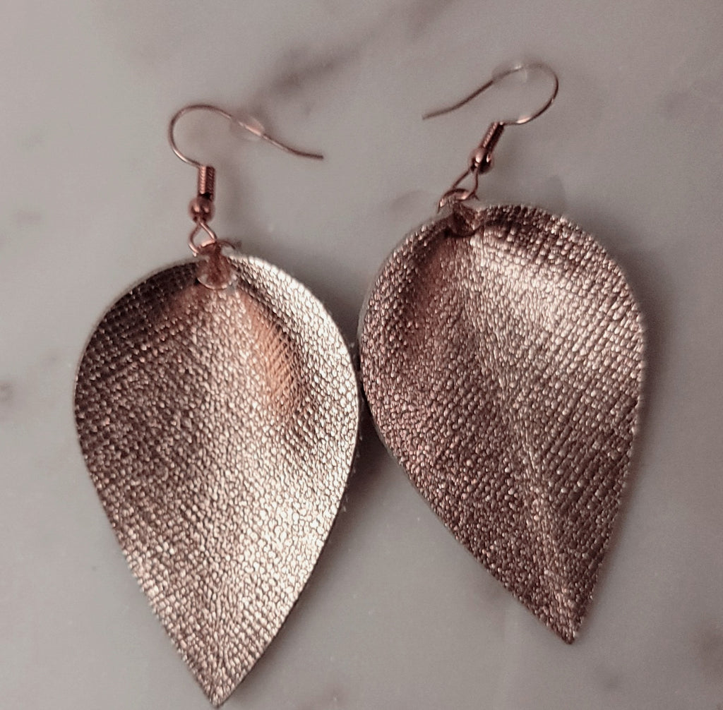 Rose Gold leather earrings 