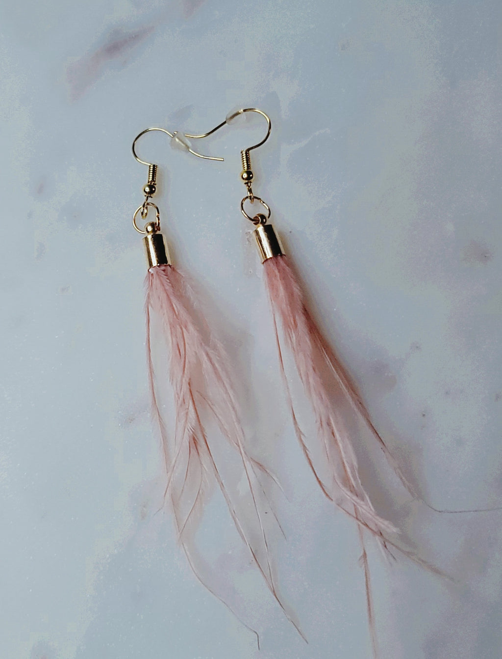 Pink feather earrings 