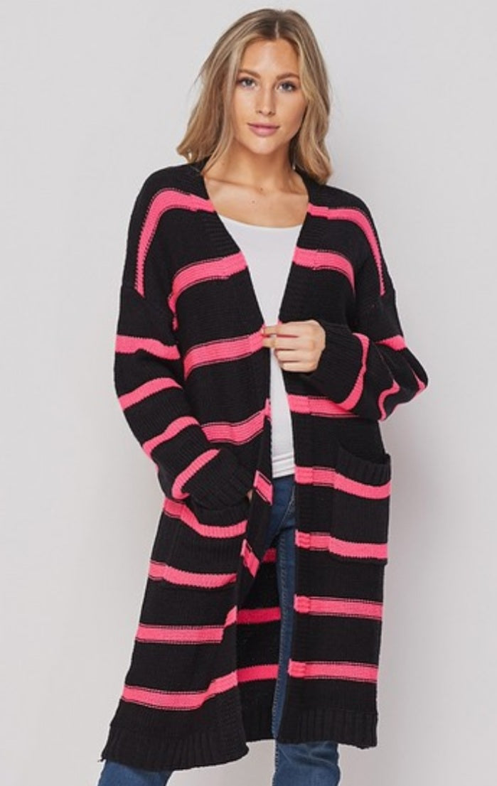Striped knit cardigan 