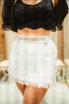 White rhinestone fringe skirt