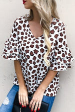 Ruffle animal print blouse