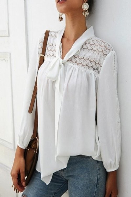 Lace white long sleeve top 