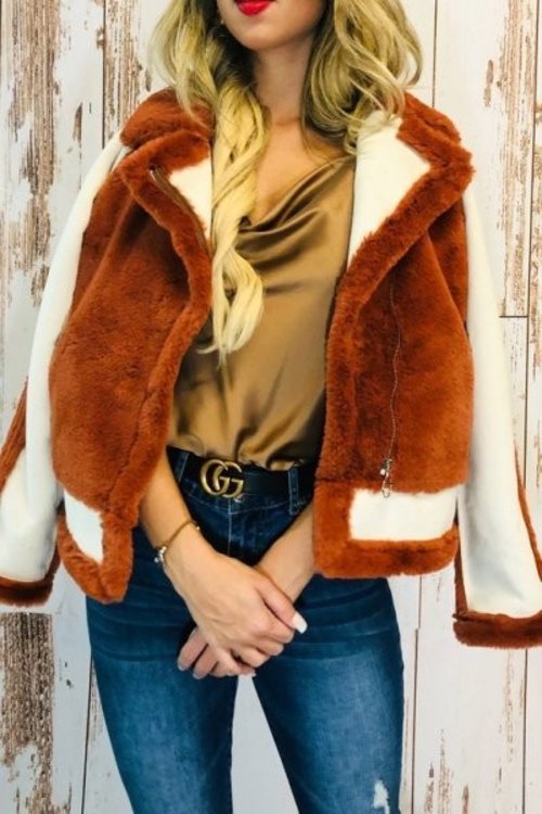 Vintage inspired faux fur coat