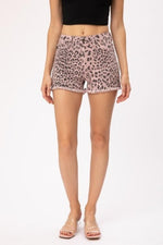high rise leopard shorts 