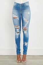 Women's Distressed skinny denim jeans 
