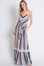 Striped lace detailed maxi