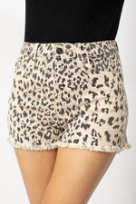 Beige leopard print shorts
