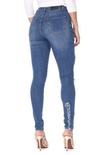 High waisted distressed skinny jeans 