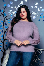 Furry knit plus size sweater