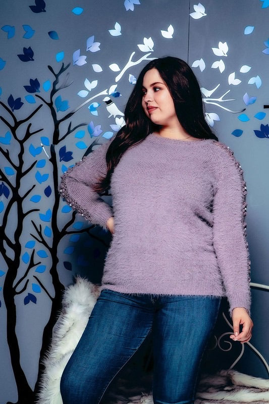 Furry knit sweater