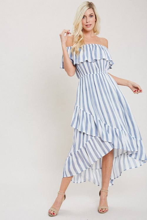 Blue stripe maxi dress