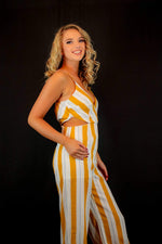 Yellow striped jumpsuit