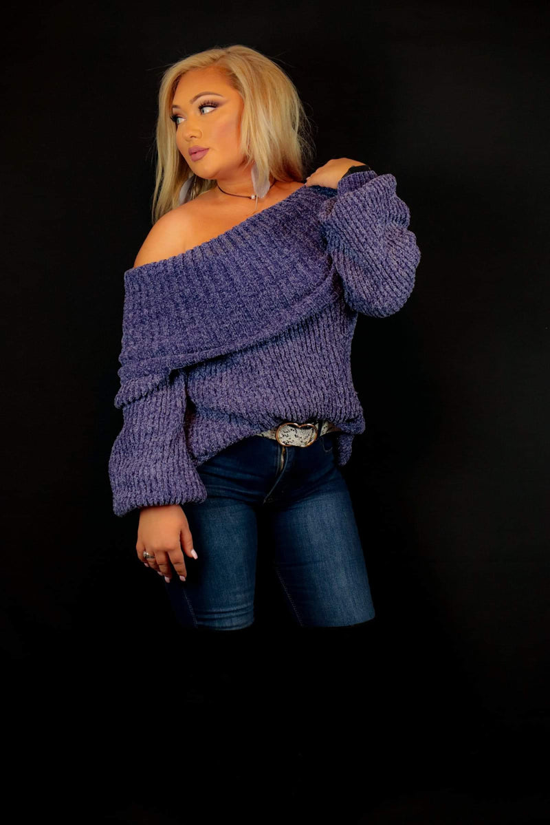 Purple off the shoulder sweater 