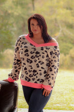 Hot pink leopard print  sweater 
