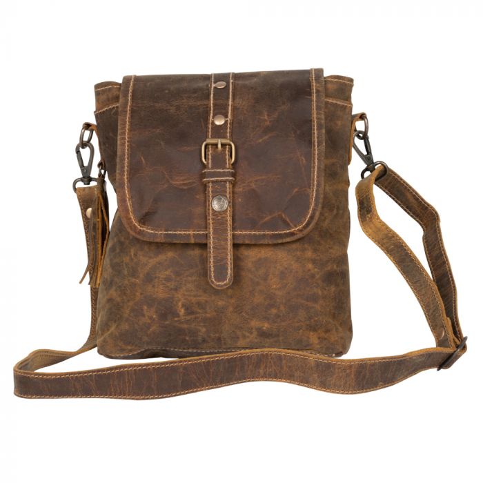 Brown hair-on leather purse